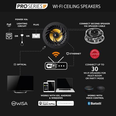 Lithe Audio 06500 Pro Series Wi-Fi In-Ceiling Speaker (Single)