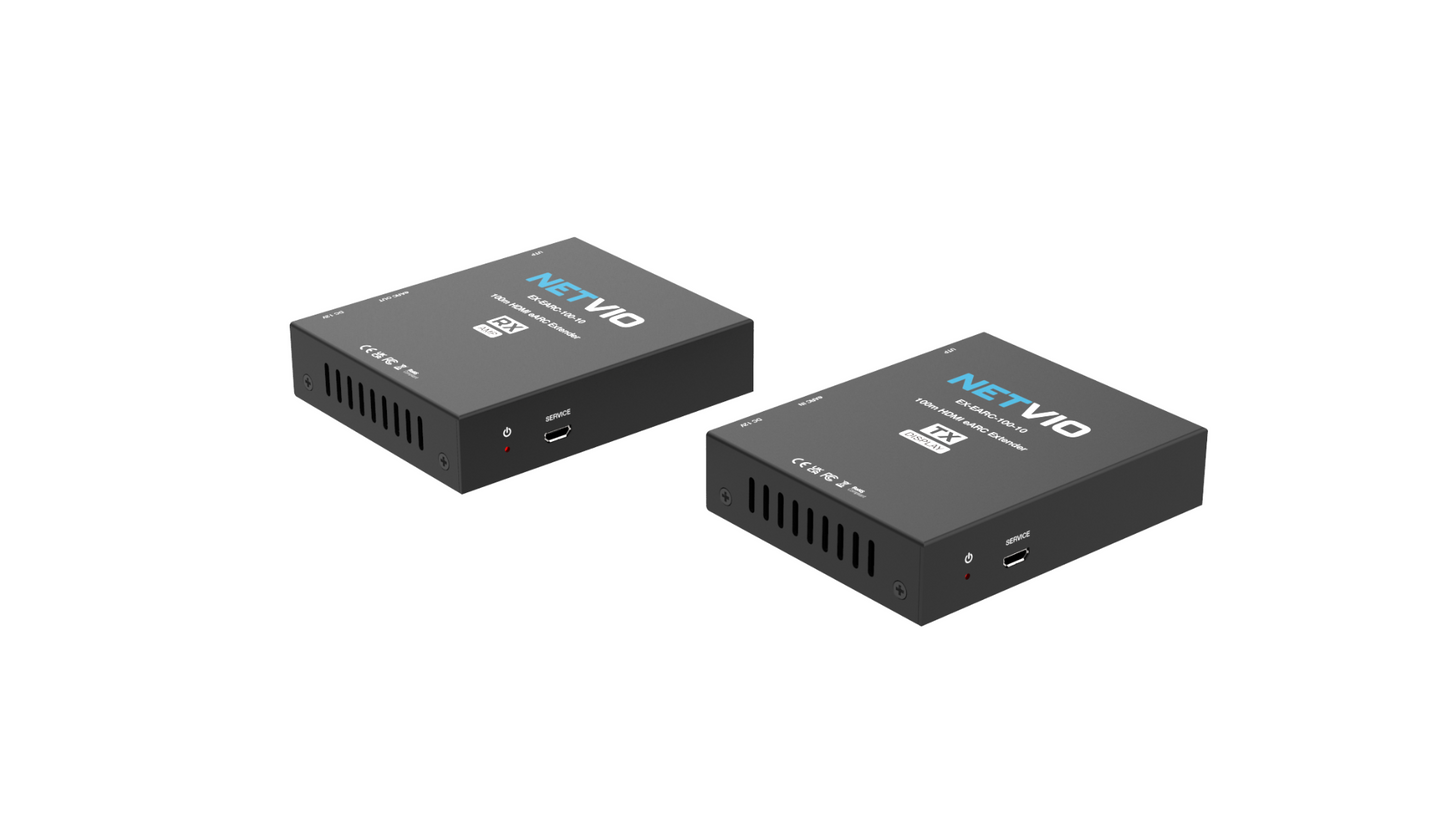 Netvio 100m Enhanced ARC Uncompressed 37Mbps Audio Extender over Cat 6/6a/7 Cable – NET-EX-EARC-100-10