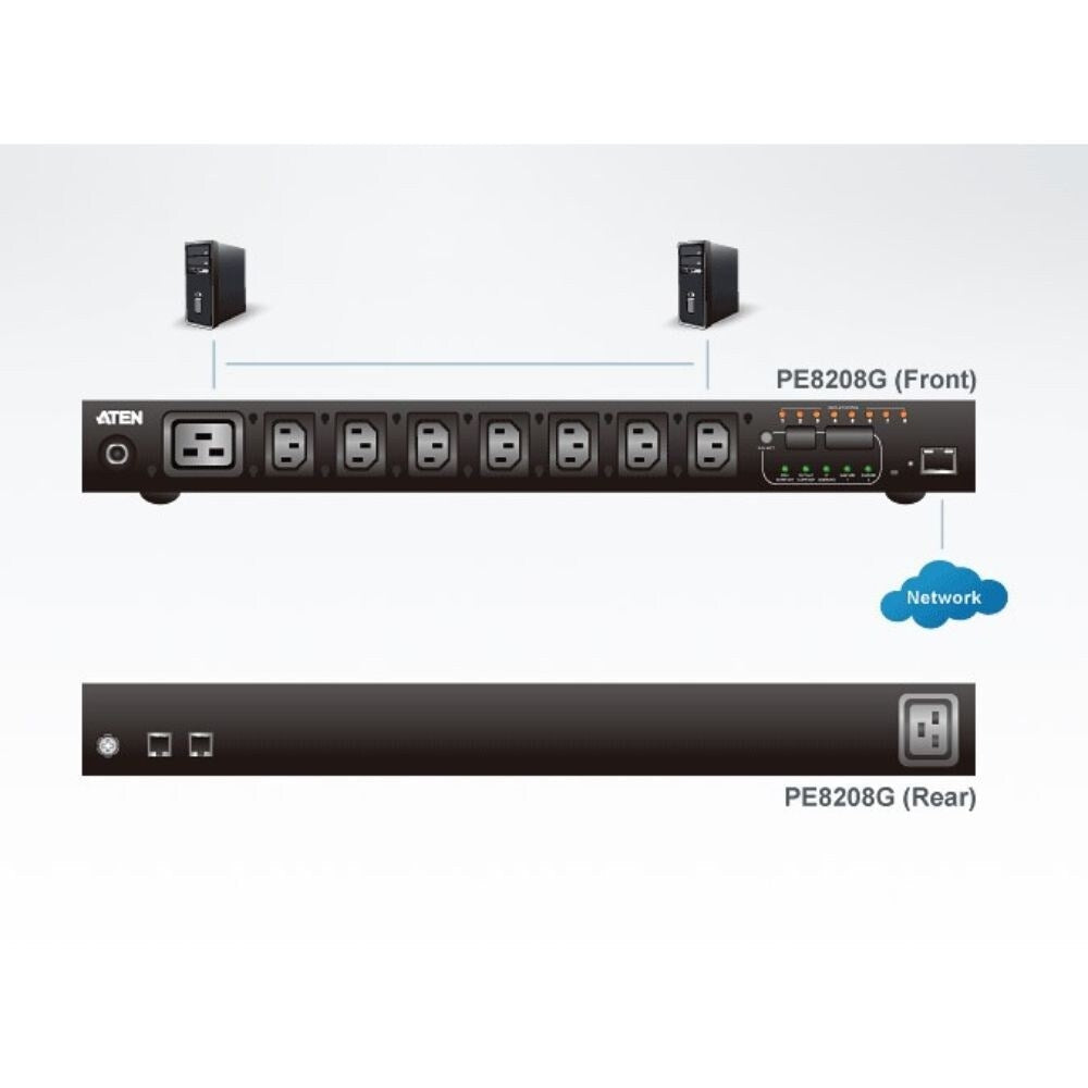 Aten 8 Way 16A Intelligent Metered Eco Power Distribution Unit, 1U 2
