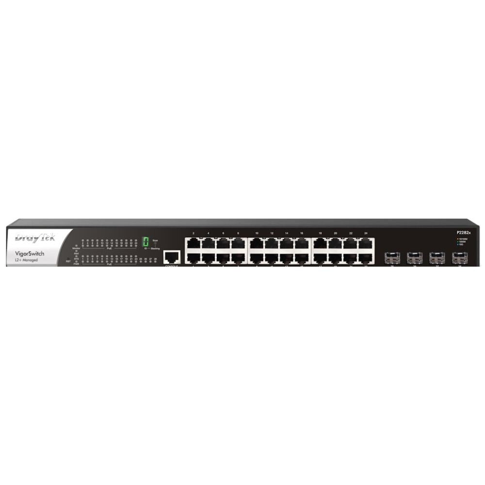 Draytek P2282X 10GbE Gigabit Managed Switch With 24 PoE Gigabit Ports,10GbE SFP+ Uplink Ports and Power Redundancy
