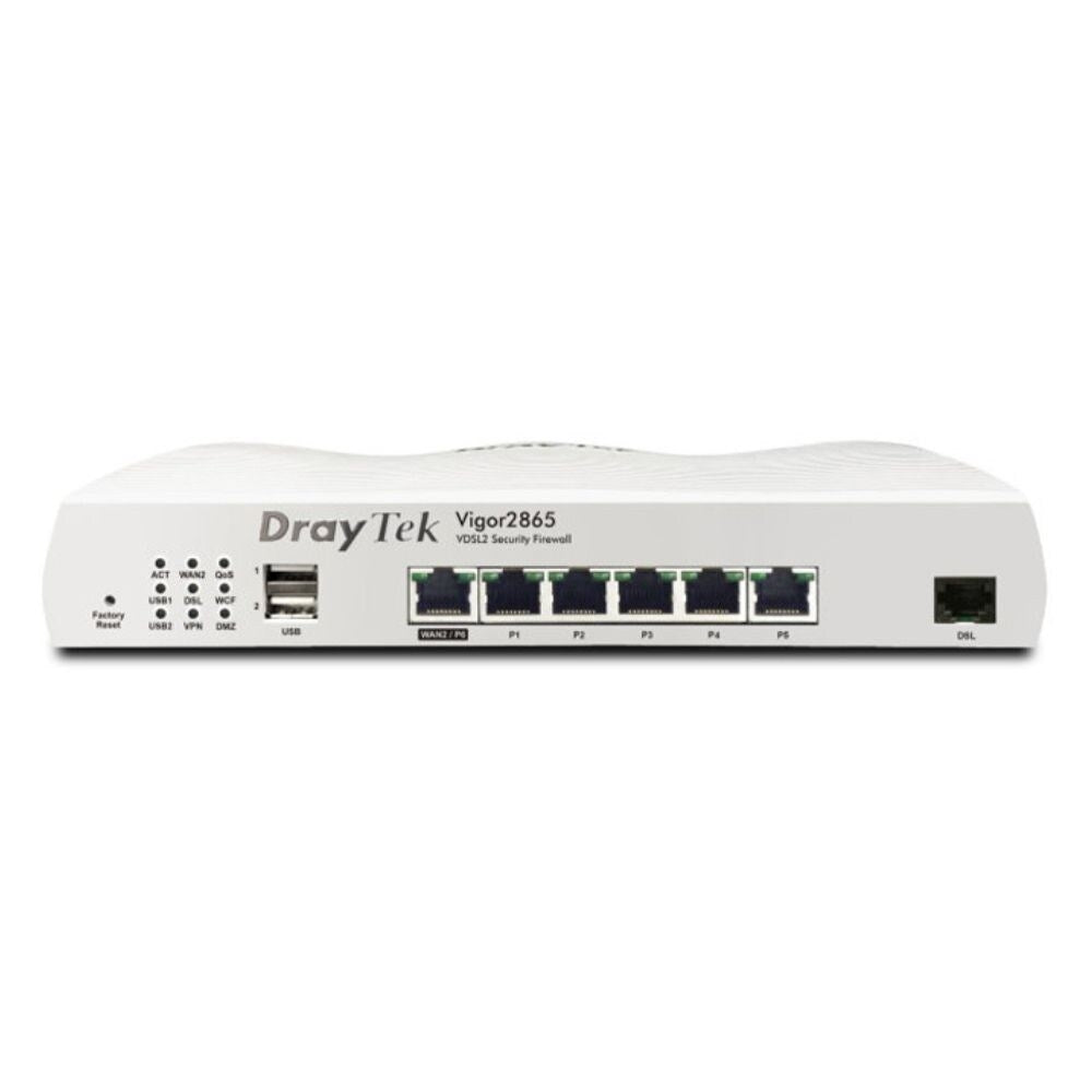 Draytek Vigor 2865 FTTP VDSL Router Firewall and 6 Port Gigabit Switch, Wired, AX Wi-Fi and 3G or 4G With AC Wi-Fi and 5G With AX Wi-FI 2