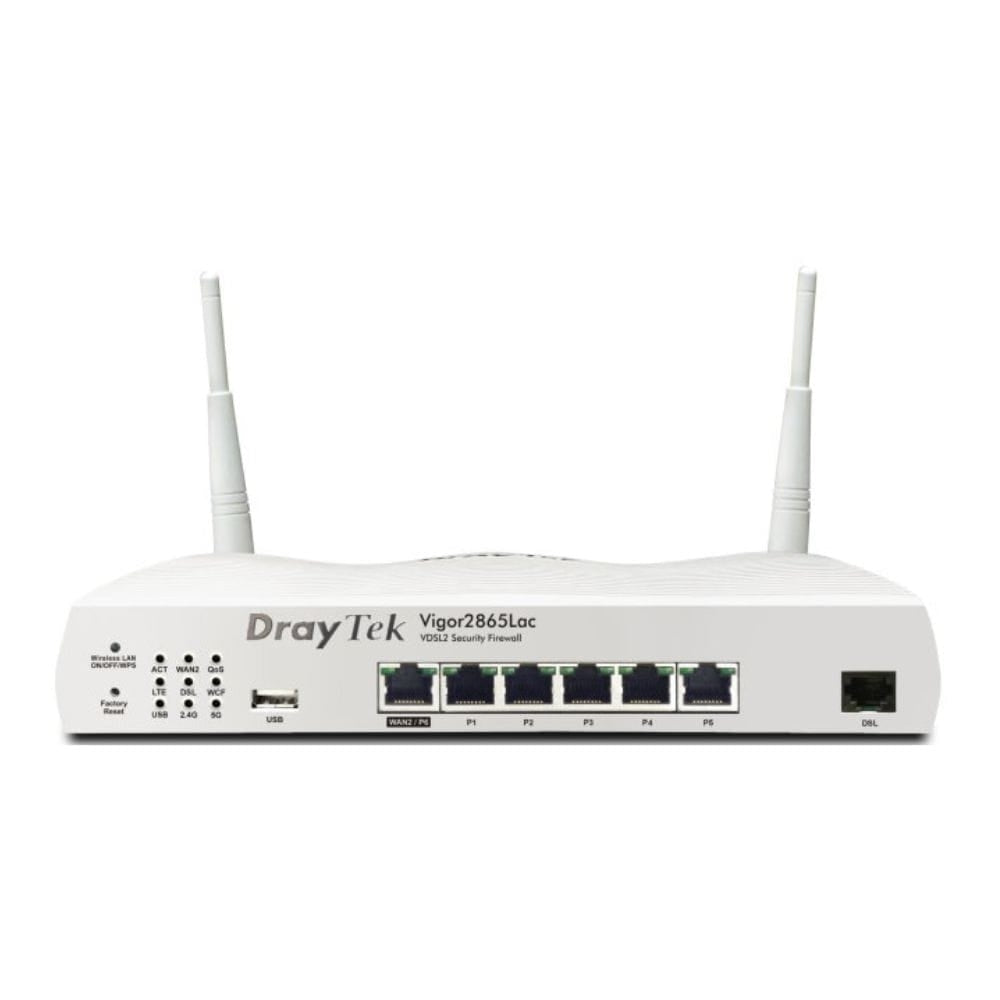 Draytek Vigor 2865 FTTP VDSL Router Firewall and 6 Port Gigabit Switch, Wired, AX Wi-Fi and 3G or 4G With AC Wi-Fi and 5G With AX Wi-FI 5