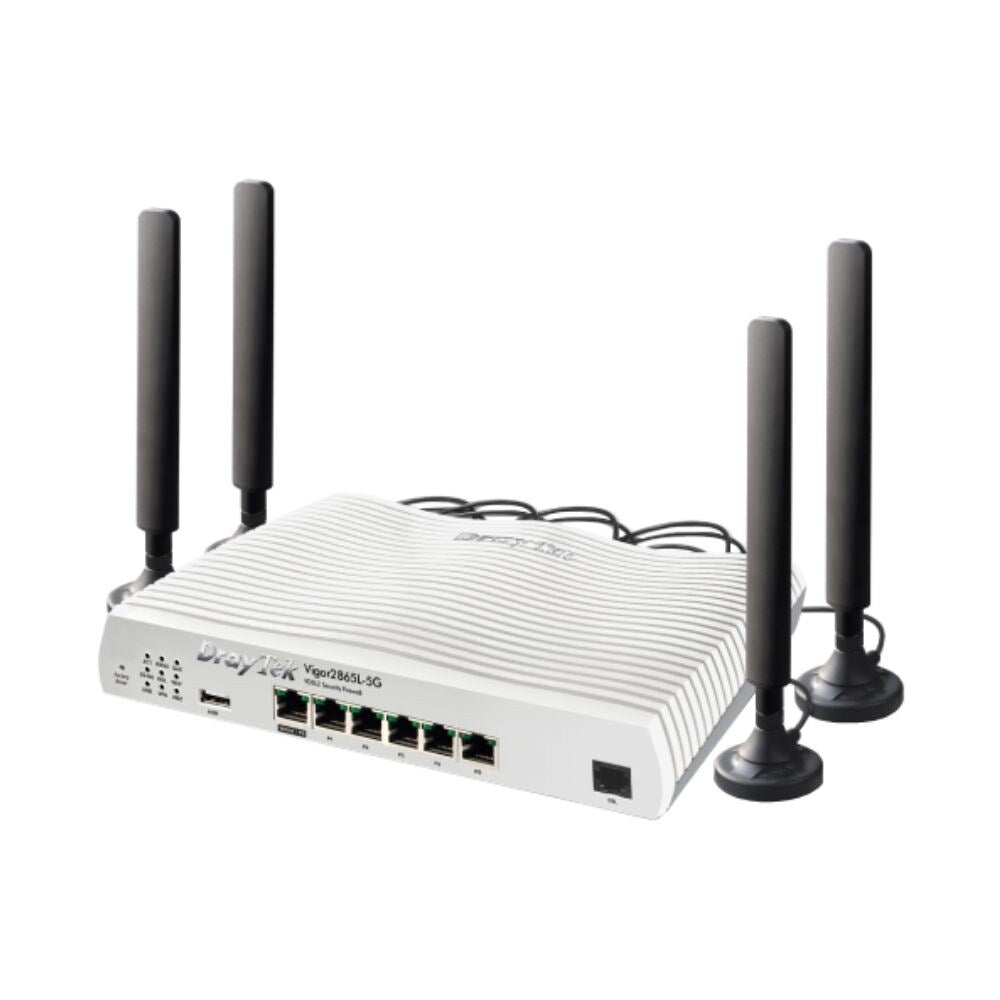 Draytek Vigor 2865 FTTP VDSL Router Firewall and 6 Port Gigabit Switch, Wired, AX Wi-Fi and 3G or 4G With AC Wi-Fi and 5G With AX Wi-FI 8