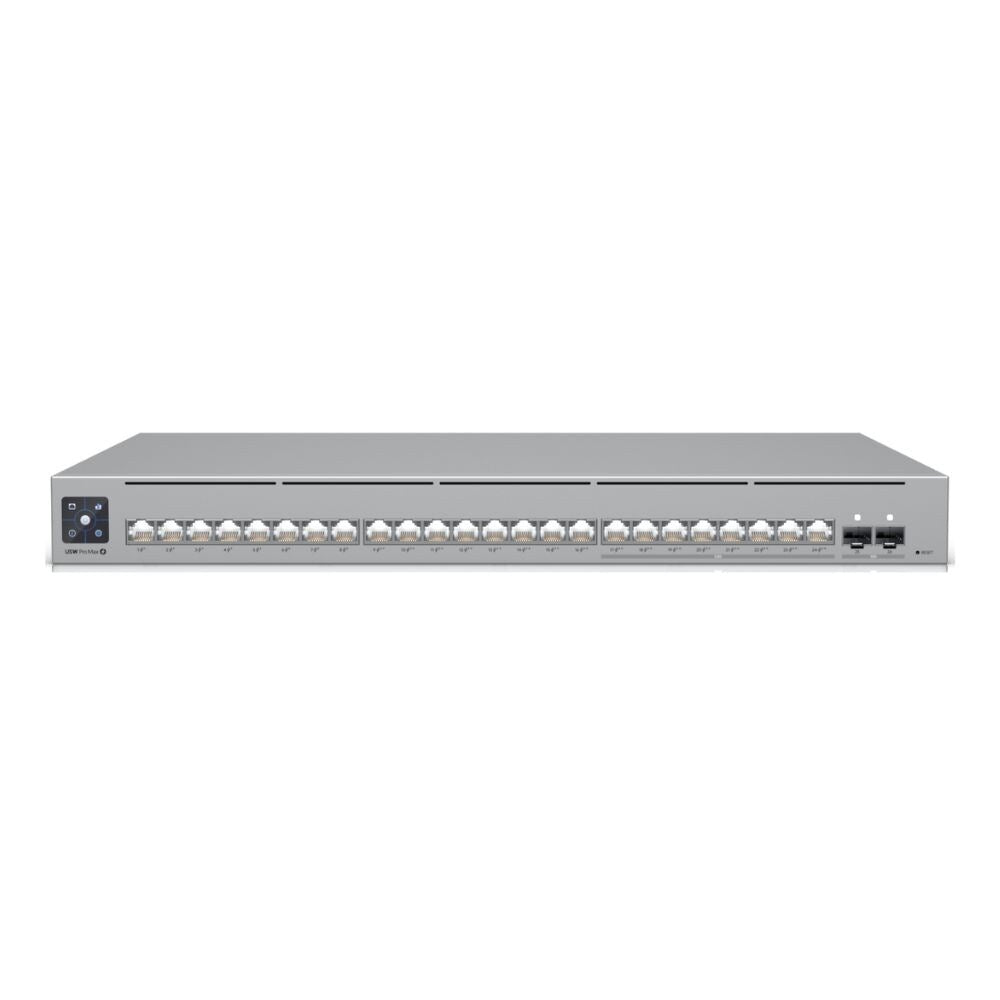 Ubiquiti UniFi Pro Max 24 Port PoE++ L3 Ethernet Switch With 8x GbE PoE+, 8x GbE PoE++, 8x 2.5GbE PoE++ Ports, 2x 10G SFP+ Uplink Ports and 400W PoE Budget 